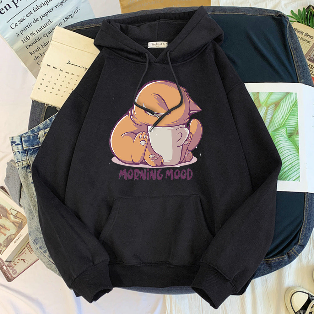Cozy Cartoon Animal Velvet Hoodie for Cute Streetwear Style
