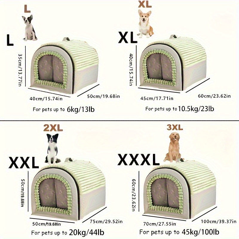 [All-Season Pet Bed] Thickened Portable All-Season Enclosed Pet Bed - Dog House & Cat Tent With Washable Bedding, Soft Polyester Interior, No Assembly Needed - Indoor Bed For Small, Medium, Large D...