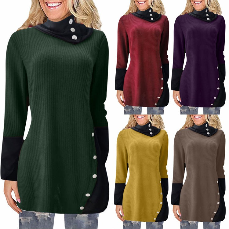 Chic Long Sleeve Irregular Hem A-Line Dress for Women