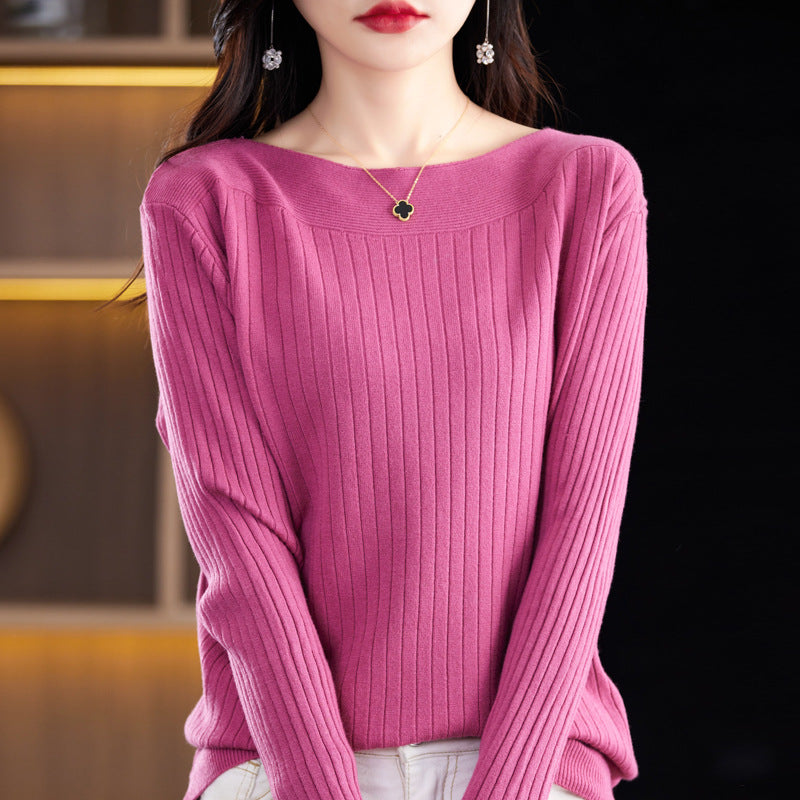 Women's Off-neck Knitted Bottoming Shirt Autumn and Winter New