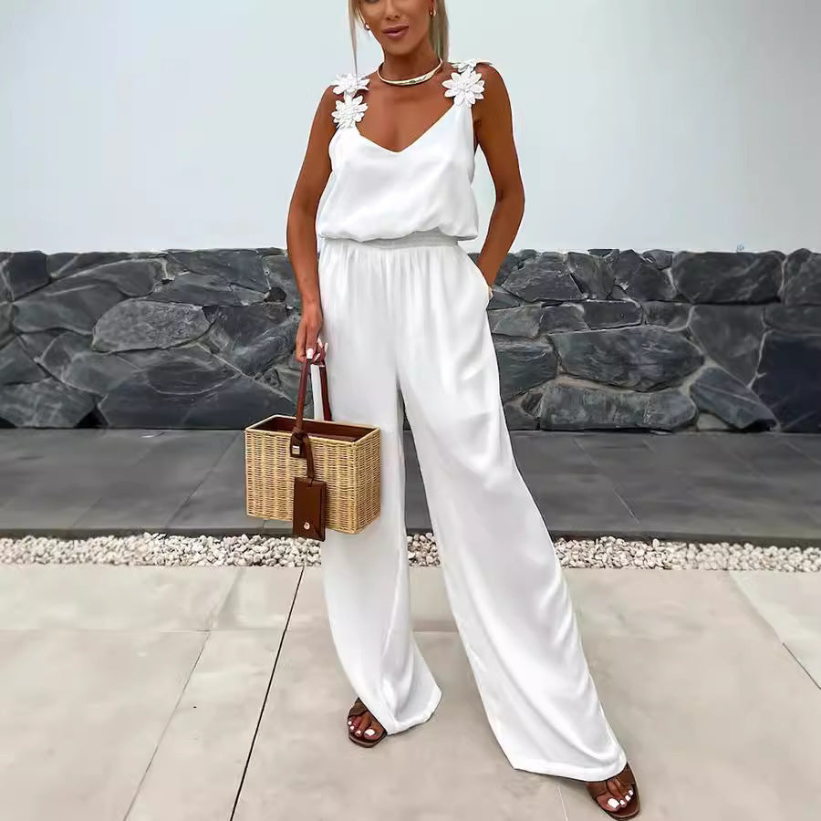 Casual Sleeveless Pocket Jumpsuit for Spring and Summer