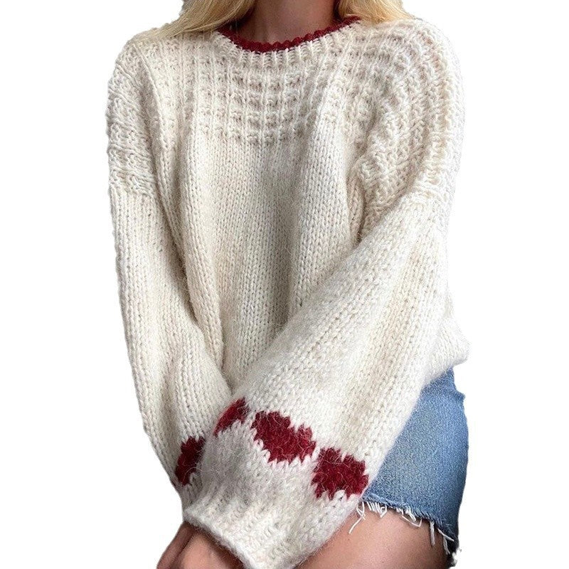 Loose and Lazy Style Knitted Wool Top for Women
