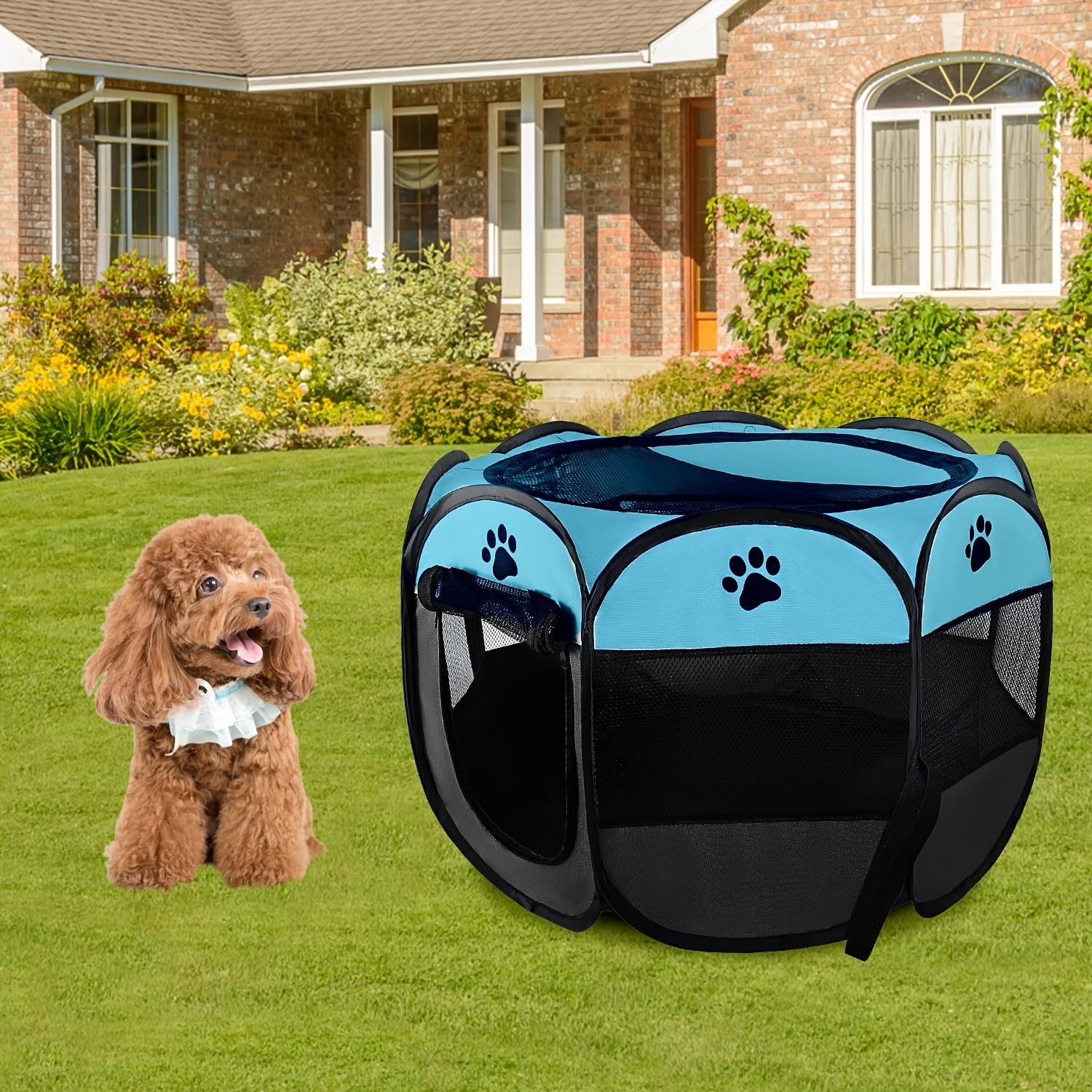 Christmas Gift, Dog Playpen Christmas Gift, Portable Pop Up Dog Kennel Playpen With Removable Zipper Top For Dogs/cats/rabbits