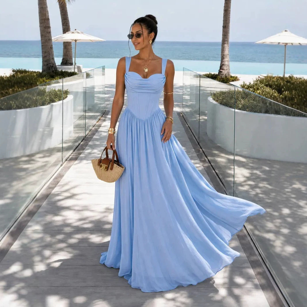 Womens Fashionable Casual Strapless Slip Dress