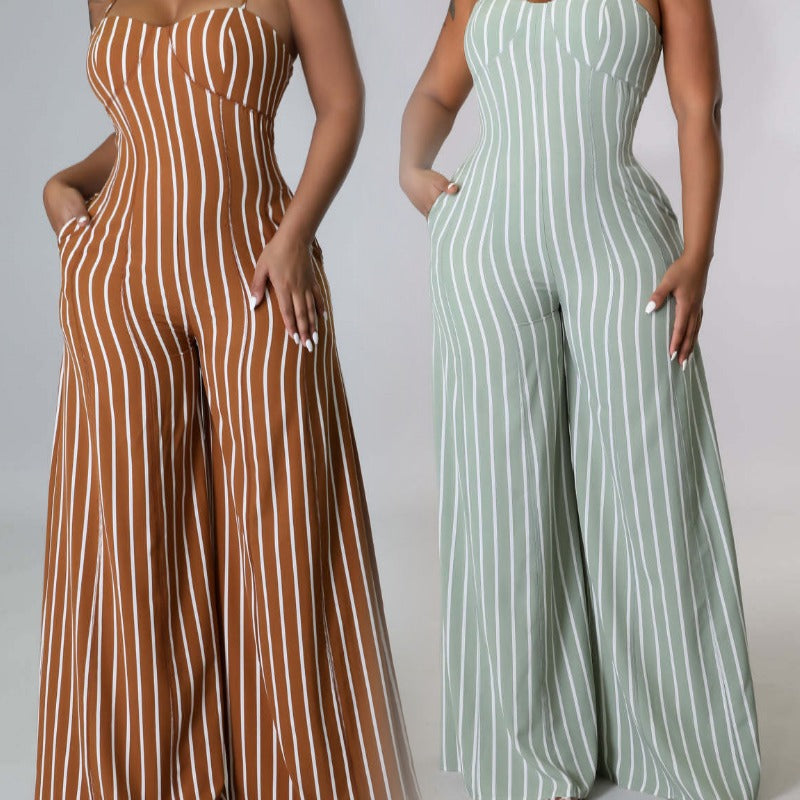 Elegant High-Waisted Milk Silk Commuter Jumpsuit