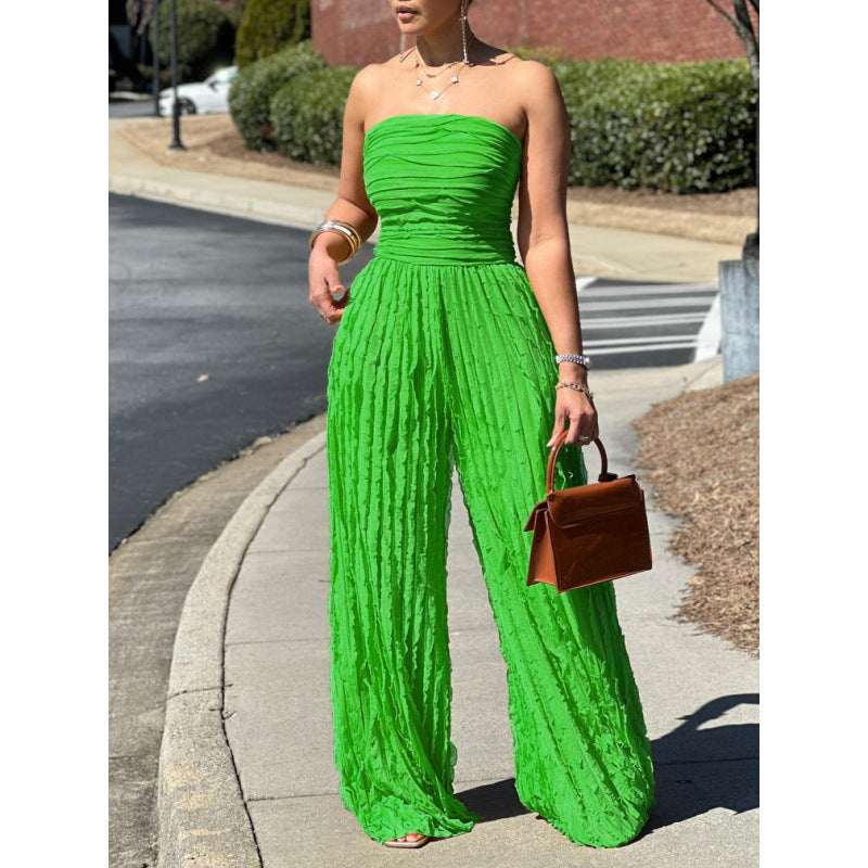 Chic Strapless Wide-Leg Casual Jumpsuit