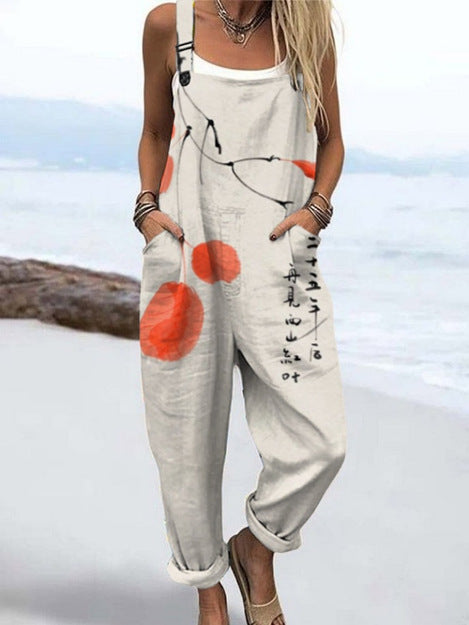 Women's 3D Print Summer Casual Suspender Romper