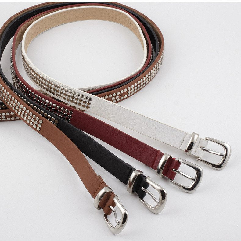 Rivet Belt for Women - D-Shaped Pin Buckle