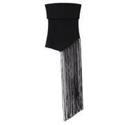 Street Style Tassel Strapless Knit Top – Black, Sleeveless