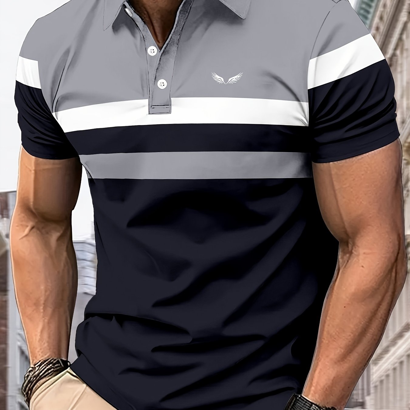 Men's Summer Contrasting Striped Golf Shirt – Short Sleeve