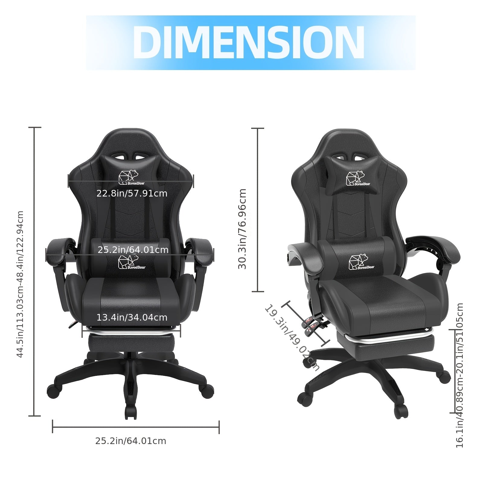 Ergonomic Gaming Chair with Lumbar Support, Fixed Armrests and High‑Quality Padding – Optional Footrest