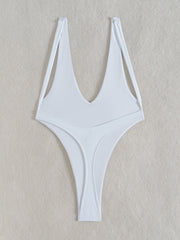 Sleek Solid Color One-Piece Swimsuit for Beach & Pool