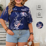 Printed Round-neck Loose Casual Design Sleeve Casual Women's Shirt
