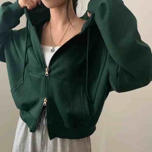 Chic Hooded Zipper Long Sleeve Sweater Coat
