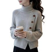 Stylish Elegant and Stunning Gray Turtleneck Long-sleeve Sweater