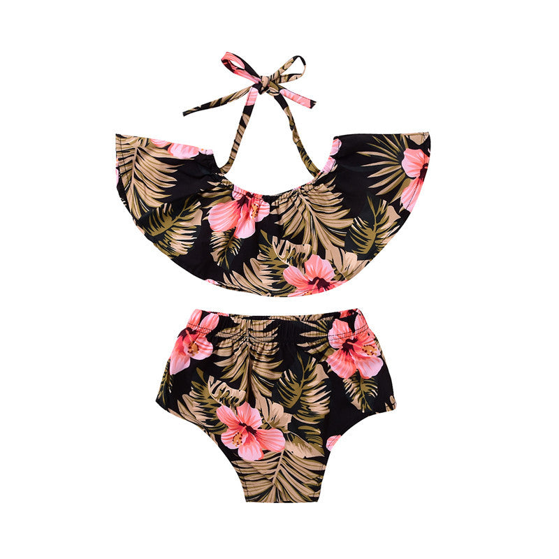 Girls' suit big flower set of 2
