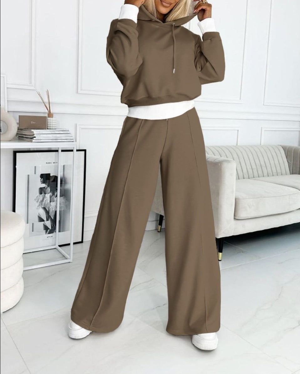 Women's Sporty Casual Hoodie and Pocket Sweatpants Set