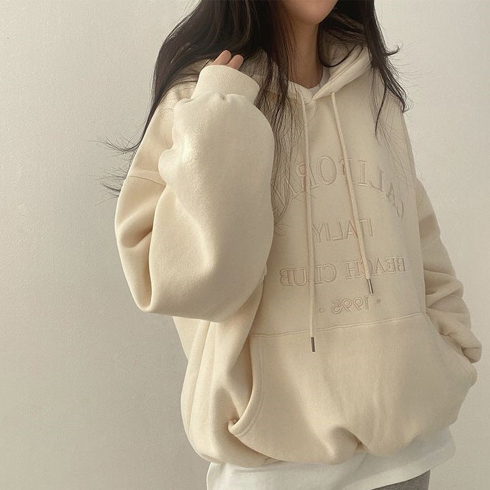 Women's Oversized Casual Embroidered Pullover Sweatshirt