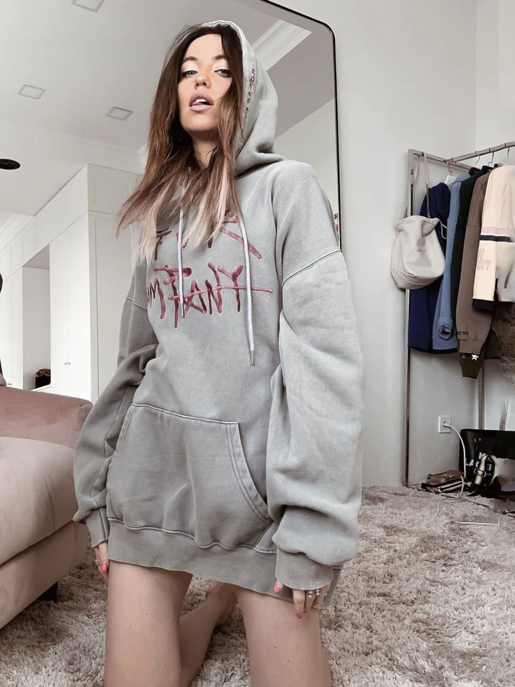 Women's Contrast Color Letter Print Casual Hooded Coat