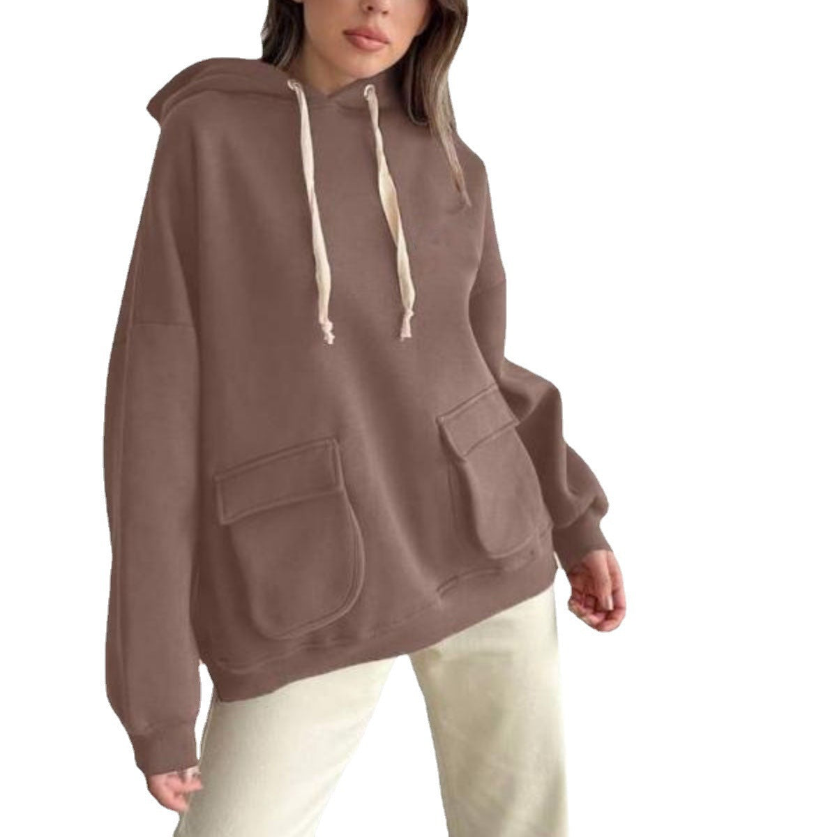 Cozy Fleece Pocket Pullover Hoodie for Women