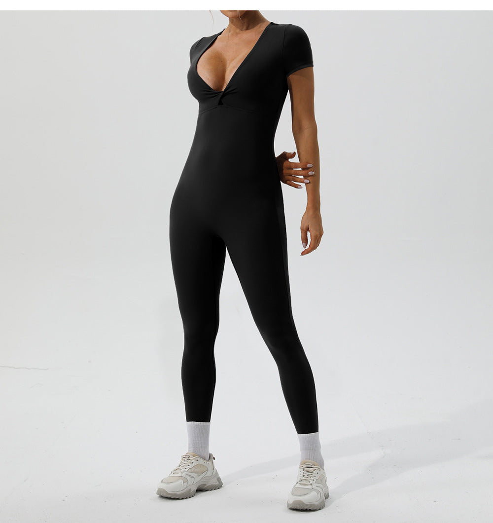 Nude-Feel Short Sleeve Yoga Jumpsuit