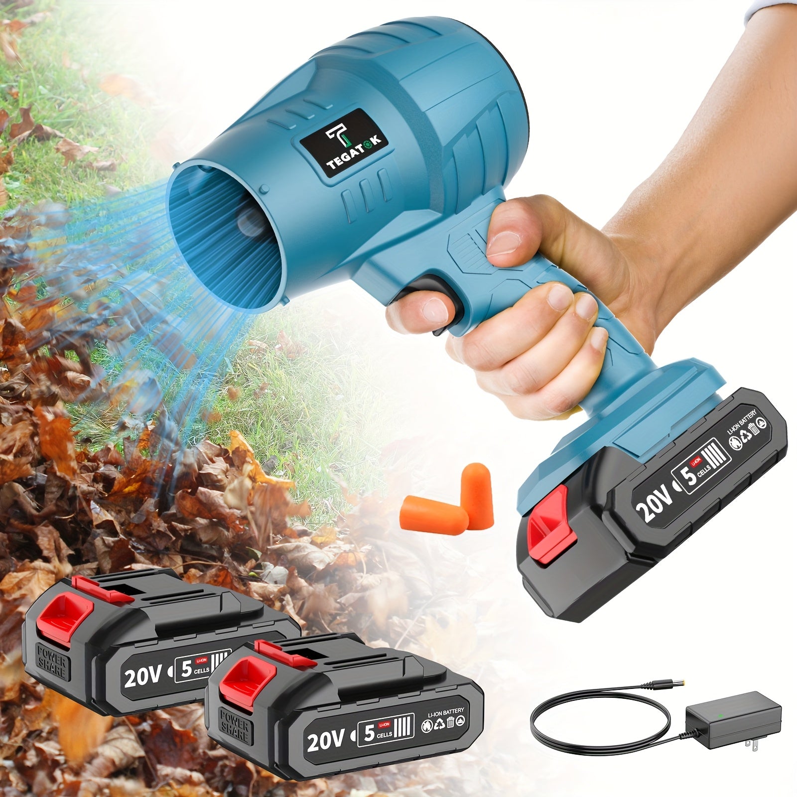 Turbo Jet Blower, 20000RPM Electric Cordless Leaf Blower, 20V 2.0/4.0AH Battery Jet Dry Blower, High Pressure Air Blower, Jet Blower Car Dryer, Hand Held Snow Blower, Home Outdoor, Blowing Leaves...