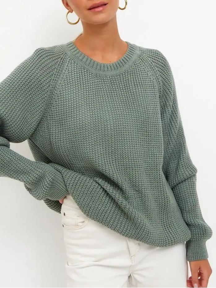 Solid-color Thick-knit Top Womens Sweater