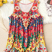 Plus Size V-Neck Printed Tank Top