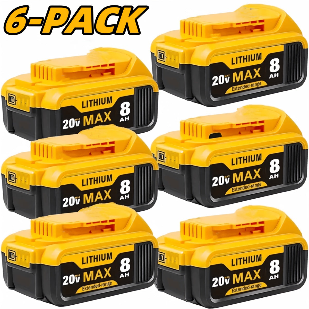 8.0Ah 20V Lithium-Ion Replacement Battery for Cordless Power Tools