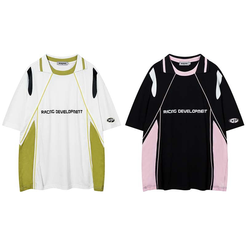 Men's Contrast Stitching Half Sleeve Casual Sports Shirt
