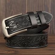 Personalized Leather Belt for Men, Hand-Carved Cowhide Embossed