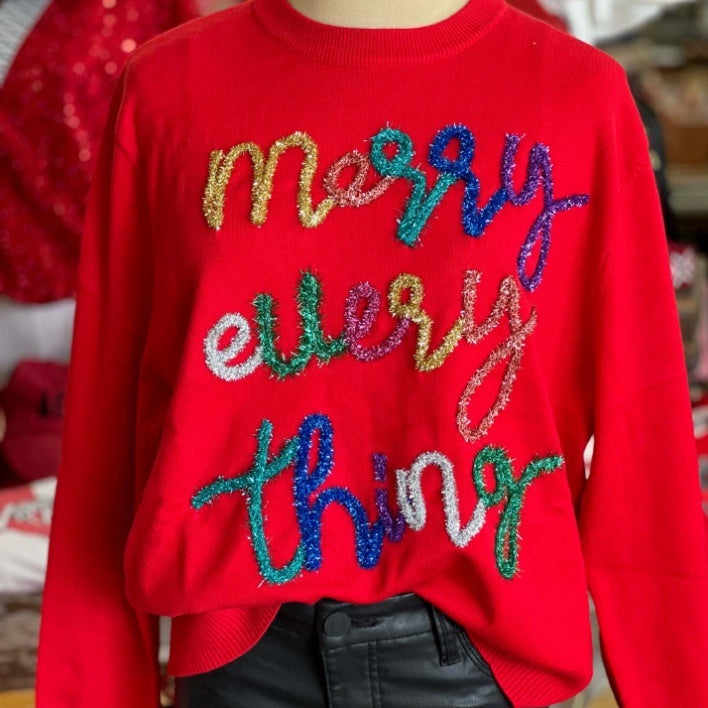 Embroidered Letter Cotton Festival Pullover Sweater