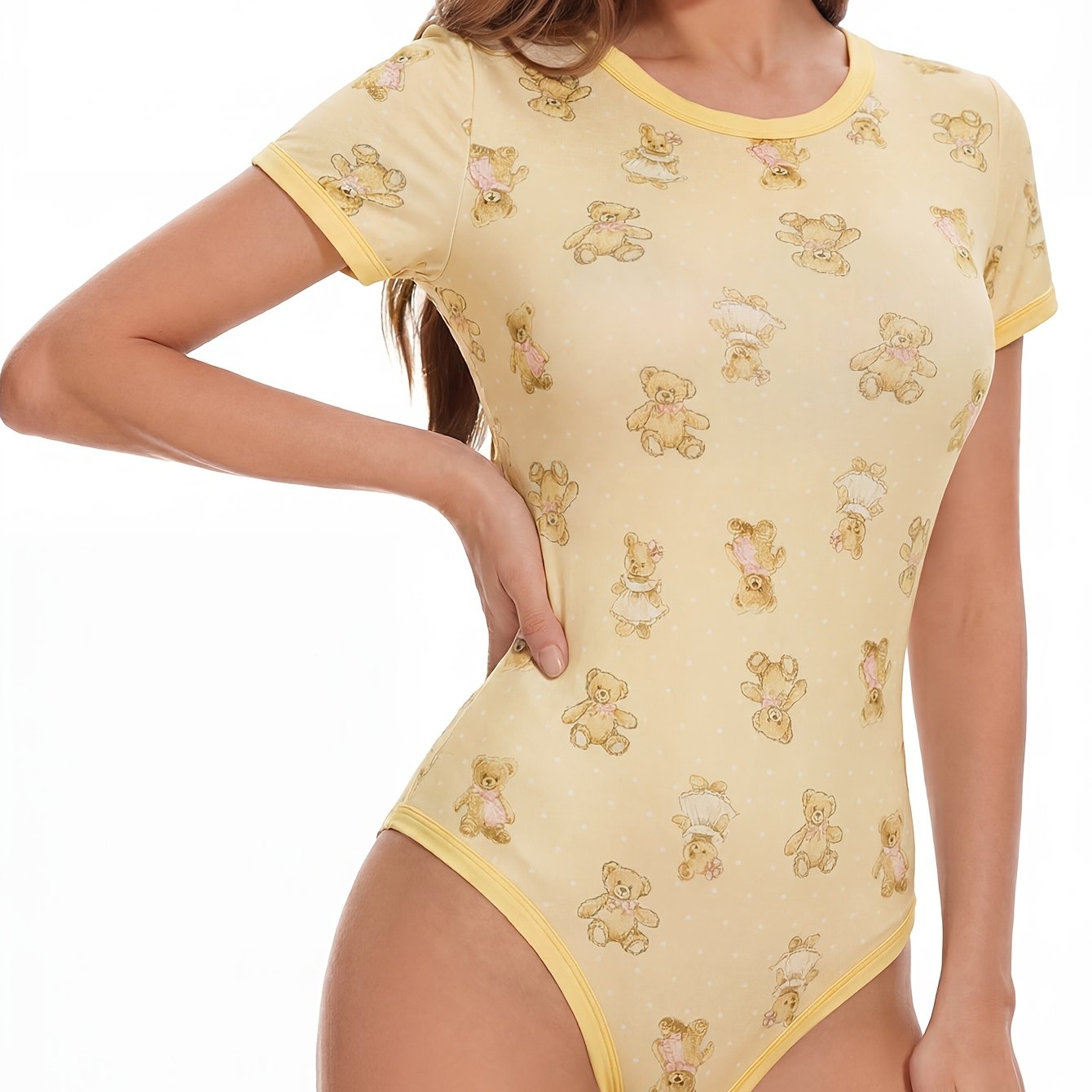 Women's Short Sleeve Printed Bodysuit for Spring/Summer