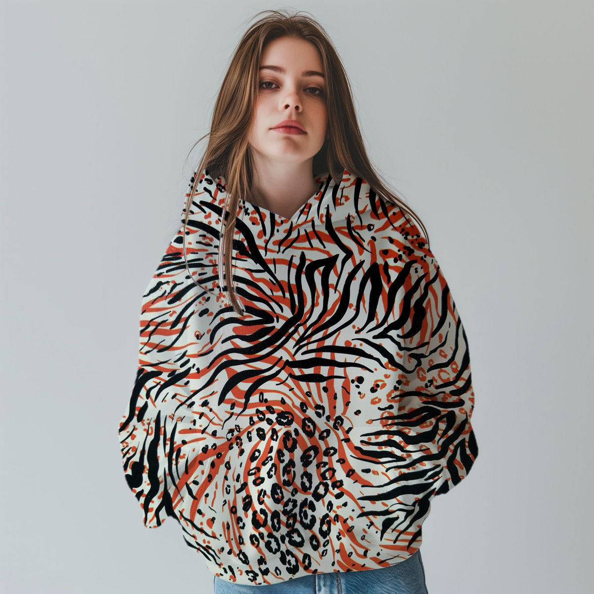 Chic 3D Leopard Print Digital Fashion Sweatshirt
