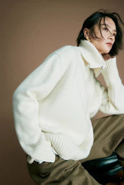 French Style High-grade Large Lapel Half Zipper Pullover