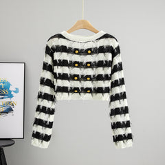 Long Sleeve Sweater Design French Style Off-the-neck Knitted Top