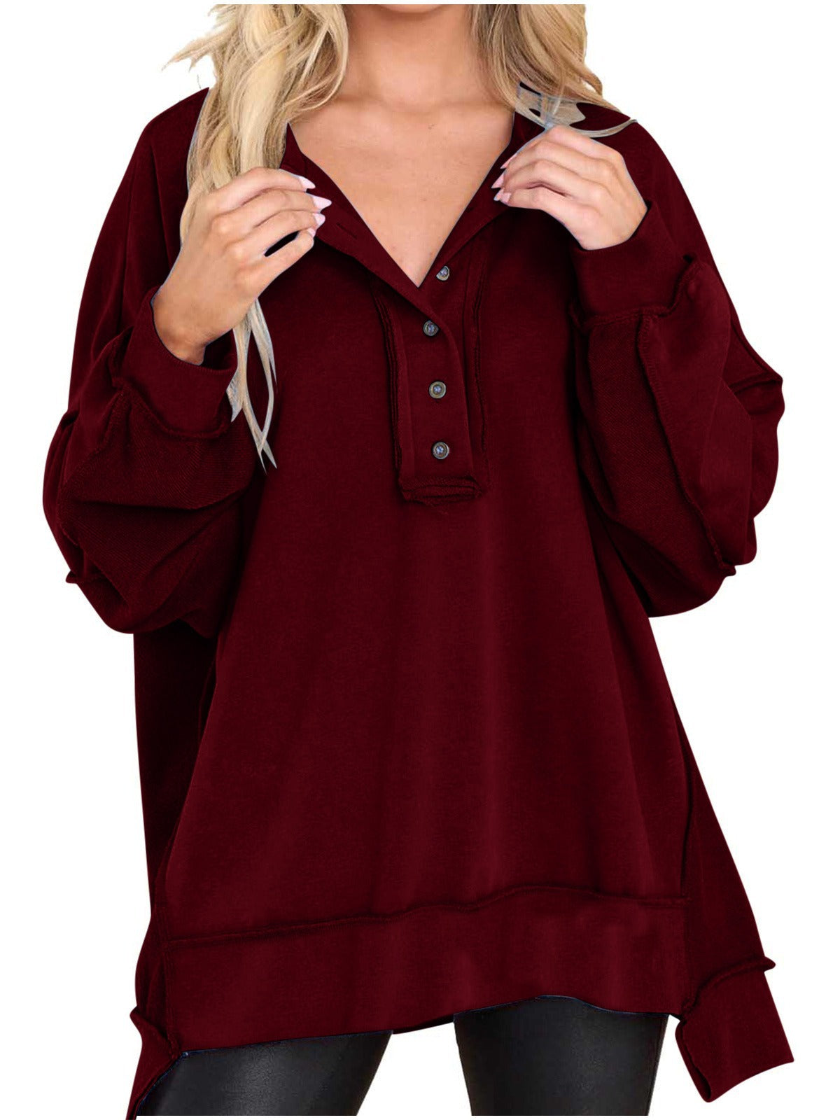 Women's Solid Color Round Neck Long Sleeve Top