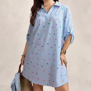 Commuter Style Blue Striped Long Sleeve Shirt