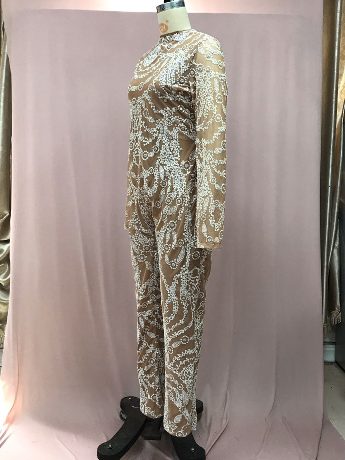 Sequin Sheer Slim Romper Elegant Party Jumpsuit