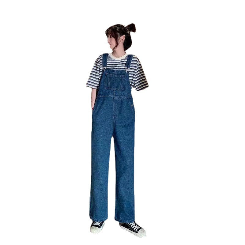 Loose Wide Leg Denim Suspender Pants Slim Fit Slip Plus Size Jumpsuit