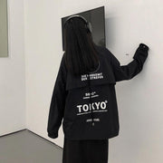 Trendy College Style Loose Print Patchwork Long Sleeve Hoodie