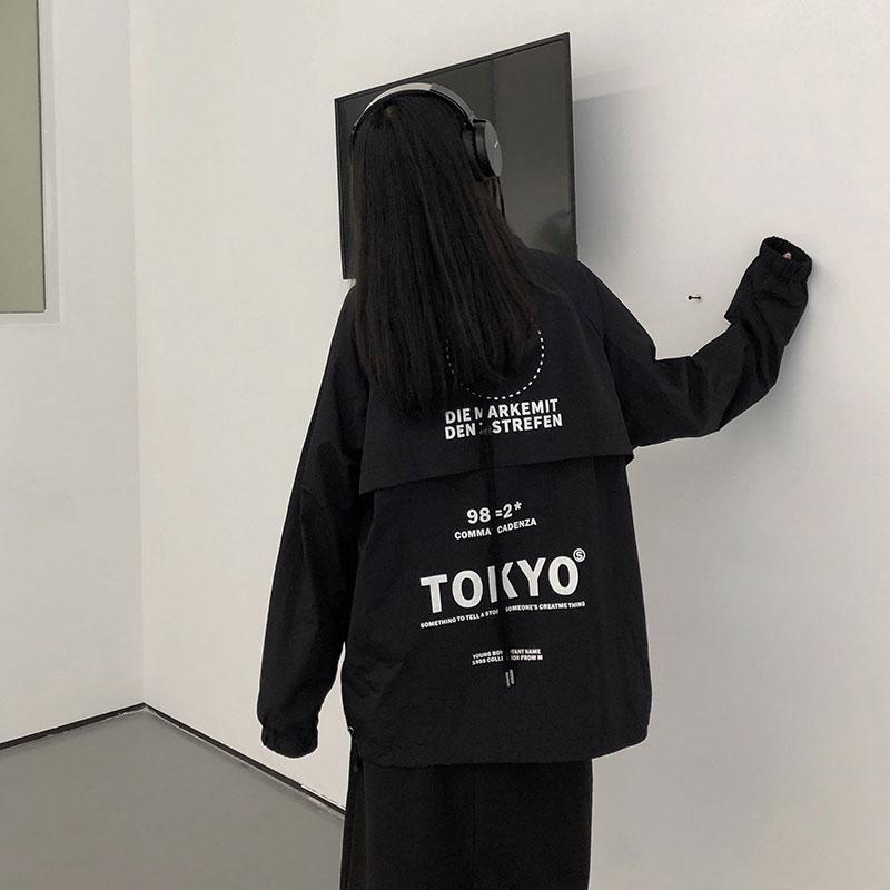 Trendy College Style Loose Print Patchwork Long Sleeve Hoodie