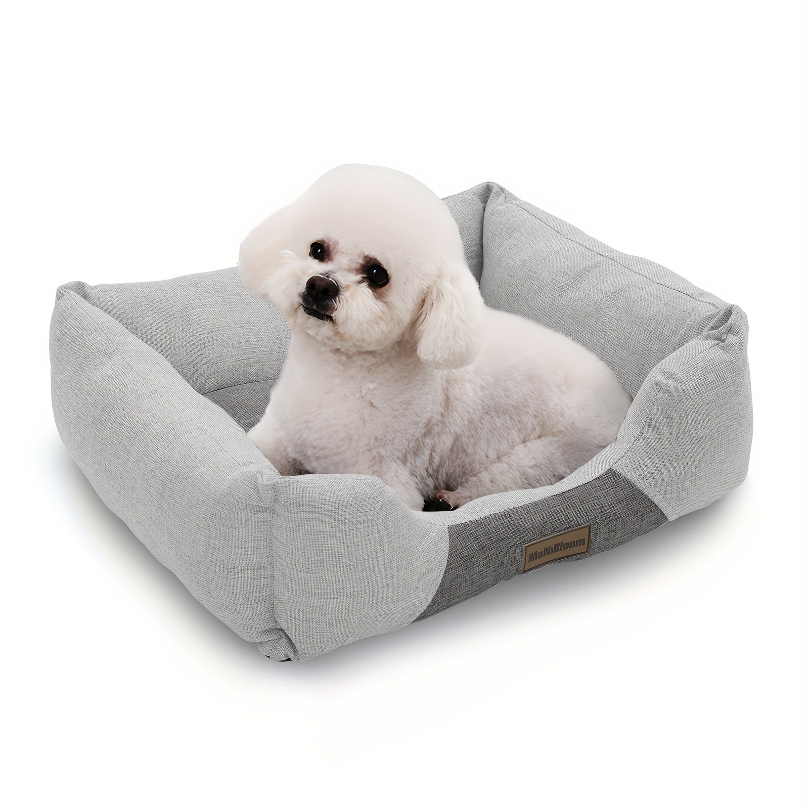 Cozy Linen-Like Pet Bed For Small Dogs & Cats - Machine Washable, Soft Rectangular Dog Mat 20"X17"X6.5, Monibloom