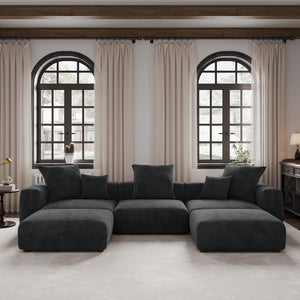 Extra Large U-Shaped Modular Sectional Sofa Couch with 2 Ottomans - Modular Living Room Furniture, Removable Cushion Covers & Replaceable, Hardwood Frame, No Assembly Needed, for Large Families/Gue...