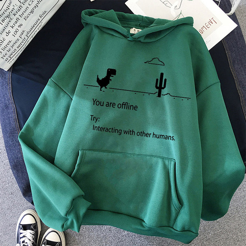 Retro Dinosaur Print Casual Women's Pullover Sweater