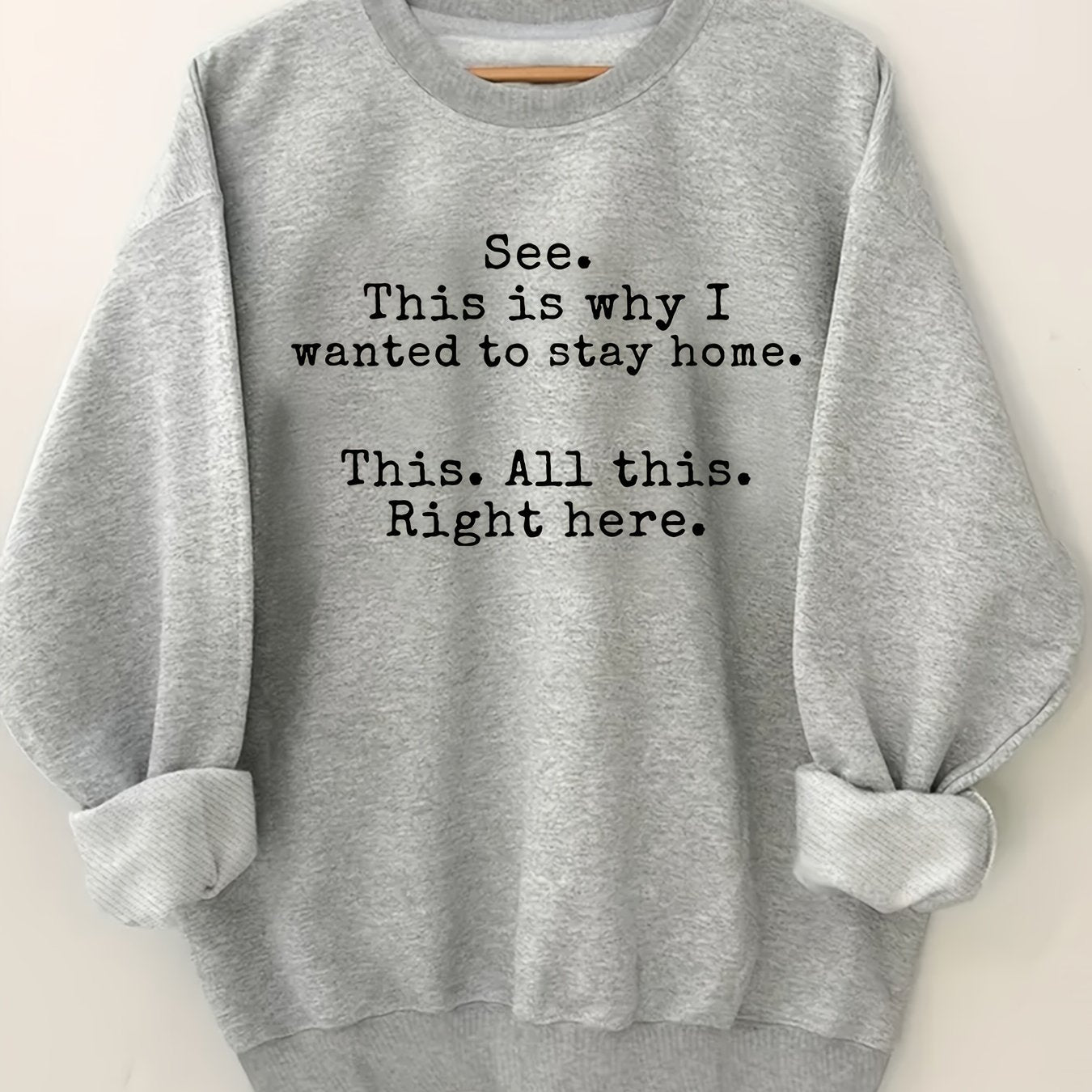 Plus Size Letter Print Long Sleeve Crew Neck Pullover Sweatshirt
