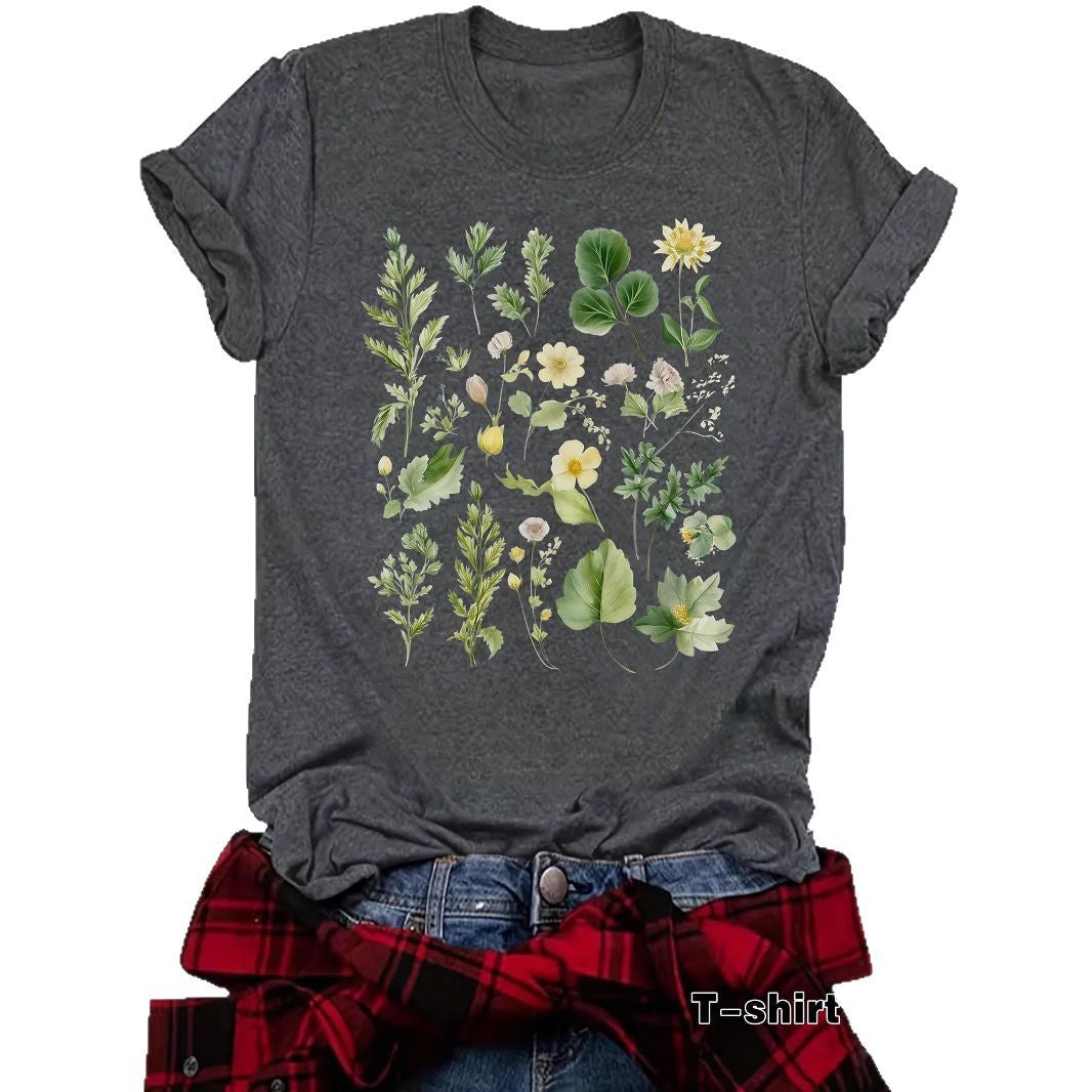 Floral Print Loose-Fit Short Sleeve Top – Comfortable & Trendy