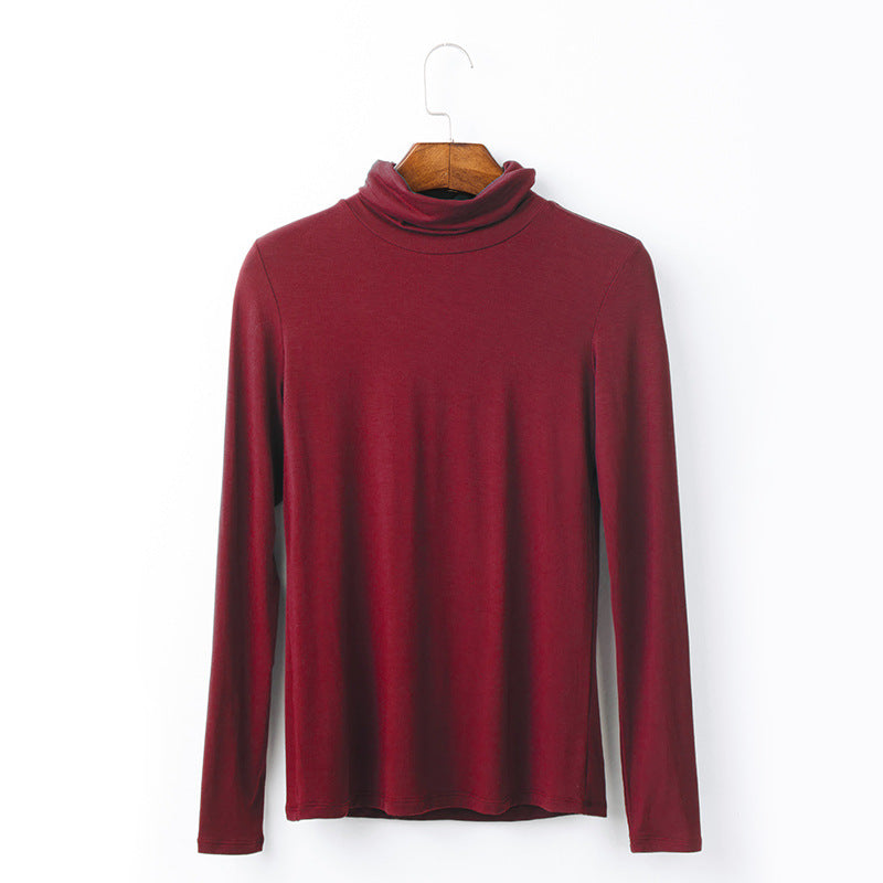 Women's Modal High Collar Long Sleeve T-Shirt
