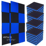 48‑Piece Foam Acoustic Wedge Wall Panels – Black (24) & Blue (24), 30 cm × 30 cm × 2.5 cm – Sound‑Absorbing Studio Insulation