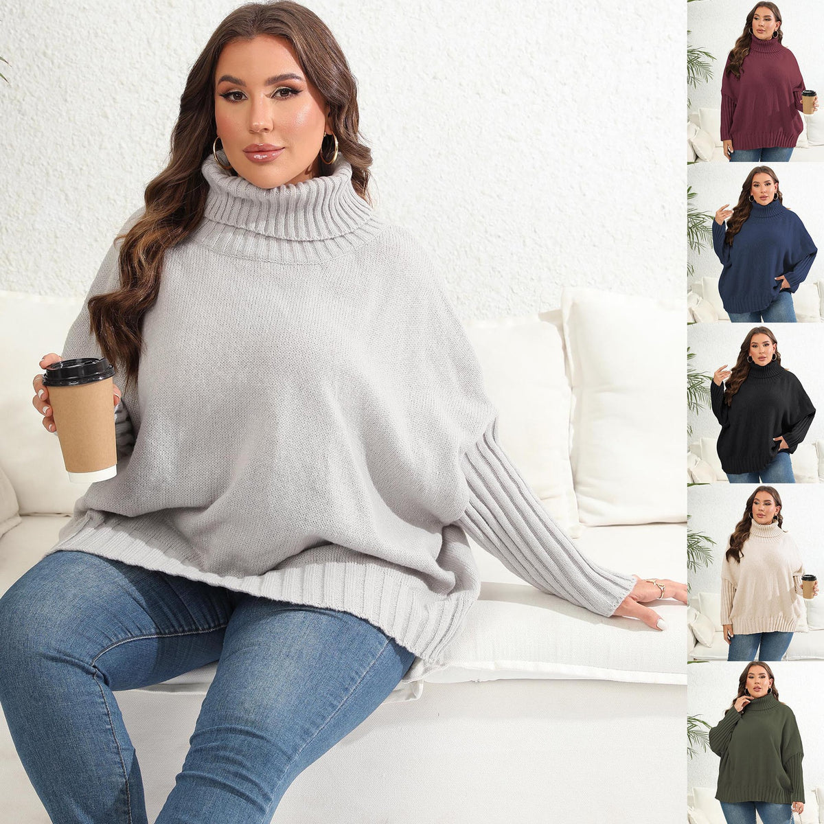 Womens Solid-color Loose-fitting Minimalist Pullover Sweater